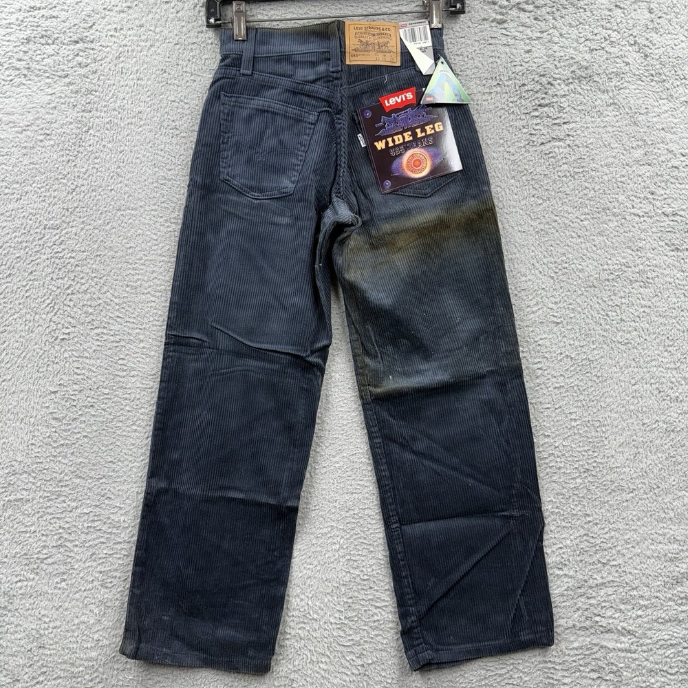 VINTAGE Levis 565 23x25 Boys Brown Denim Wide Leg Husky Corduroy Skater Y2K